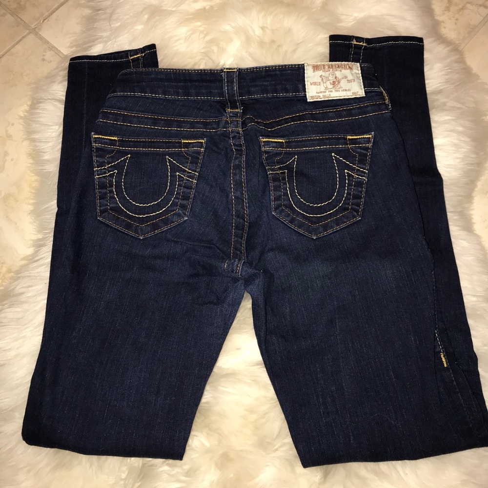 True Religion dark, super skinny jeans. Size 26.